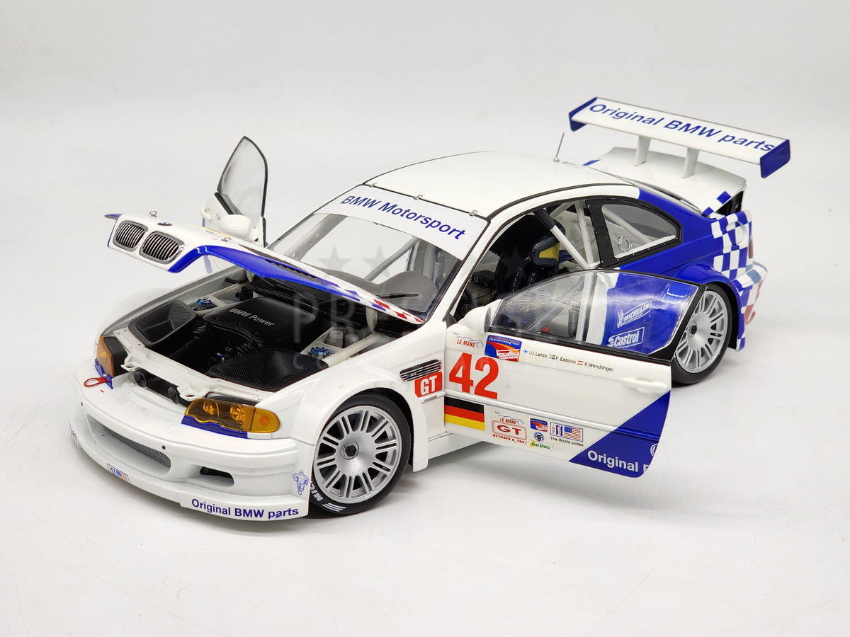 1/18 MINICHAMPS BMW M3 GTR ELMS 2001 winner #43 White Blue w/ Box 100 012193