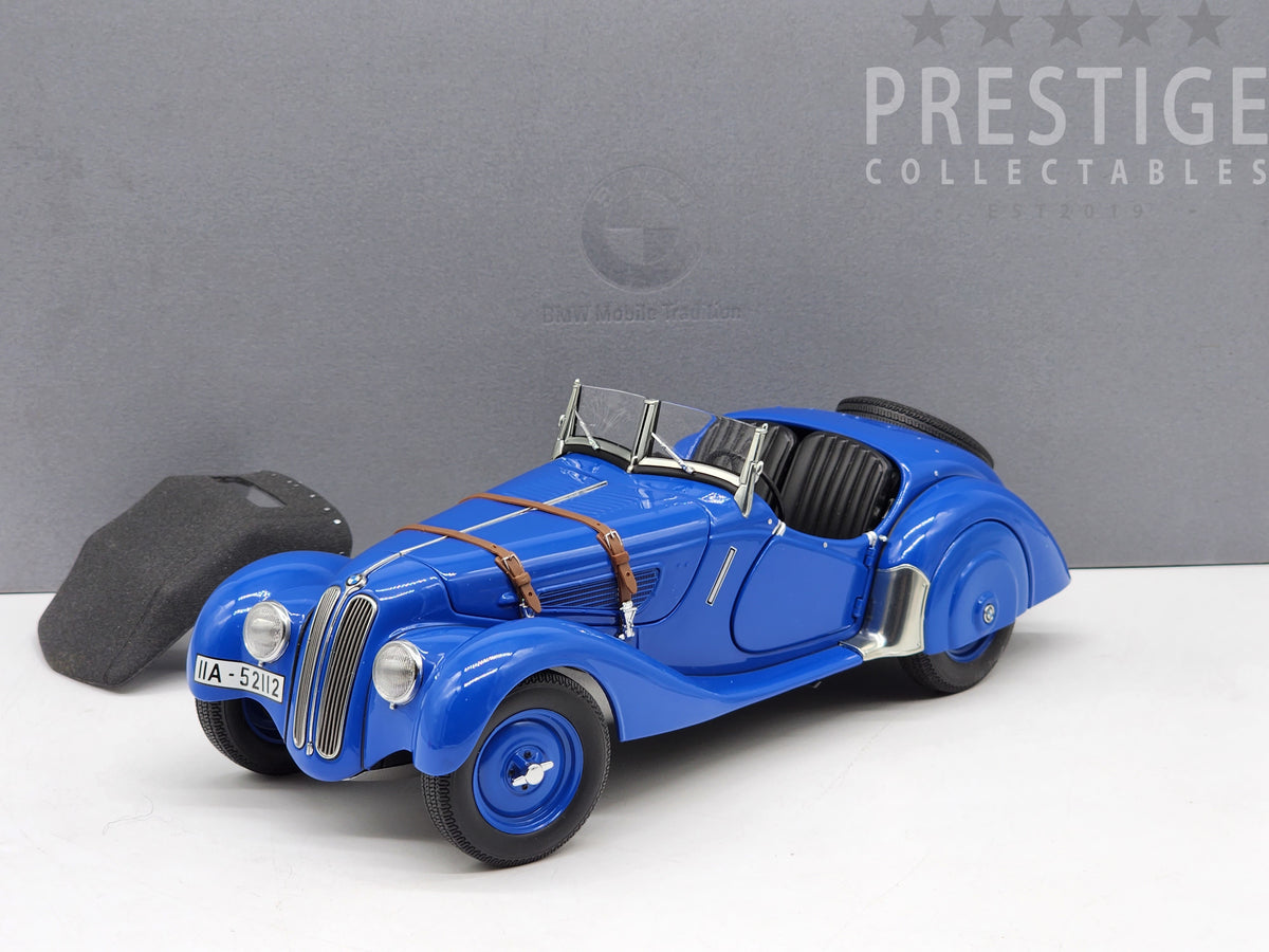 Genuine BMW by AUTOart 1938 BMW 328 Roadster w Roof Blue 1:18