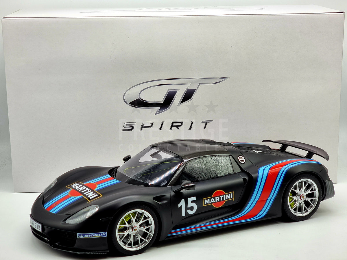 GT Spirit Porsche 918 Spyder Weissach Pack Martini Matte Black 1:12 Sc –  PrestigeCollectables