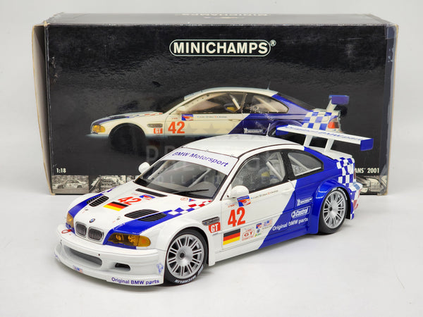 Minichamps BMW M3 GTR 2001 American Le Mans; Lehto, Muller RN42; Excellent Boxed – Little Wheels Minichamps BMW M3 GTR 2001 American Le Mans; Lehto, Muller RN42; Excellent Boxed – Little Wheels