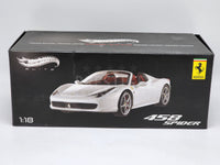 NOS Hot Wheels Elite Ferrari 458 Spider White with Red Interior 1:18 - As New, RARE