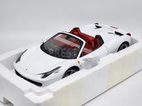 NOS Hot Wheels Elite Ferrari 458 Spider White with Red Interior 1:18 - As New, RARE