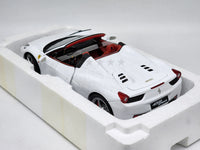 NOS Hot Wheels Elite Ferrari 458 Spider White with Red Interior 1:18 - As New, RARE