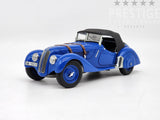 Genuine BMW by AUTOart 1938 BMW 328 Roadster w Roof Blue 1:18 Scale - Used