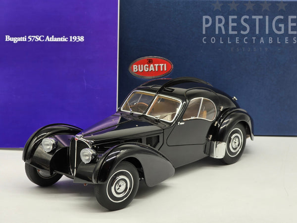 AUTOart 1938 Bugatti 57SC Atlantic Coupe Schwarz Black w Disc Wheels 1:18 - As New