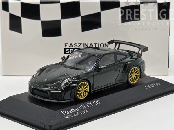 Minichamps 2018 Porsche 911 GT2 RS (991.2) Dark Green w Gold Wheels 1:43 - New