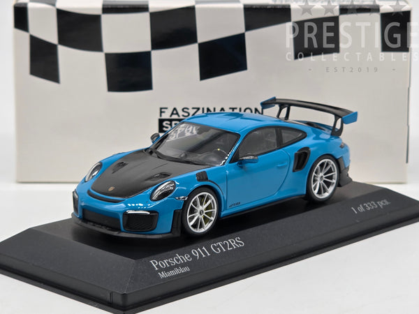 Minichamps 2018 Porsche 911 GT2 RS (991.2) Miami Blue w Silver Wheels 1:43 - New