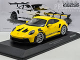 Minichamps 2023 Porsche 911 GT3 RS 992 Racing Yellow w Silver Wheels 1:18 - New