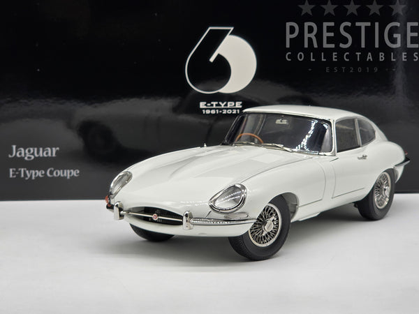 Kyosho 1962 Jaguar E-Type S1 3.8 FHC RHD Coupe White 1:18 - New