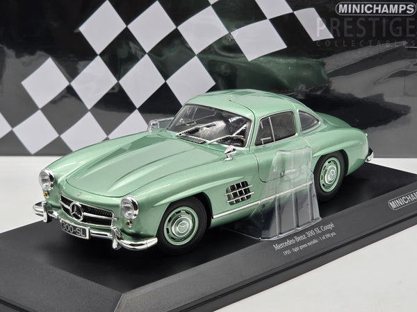 Minichamps 1955 Mercedes Benz 300 SL Coupe Gullwing Light Green Metallic 1:18 - New