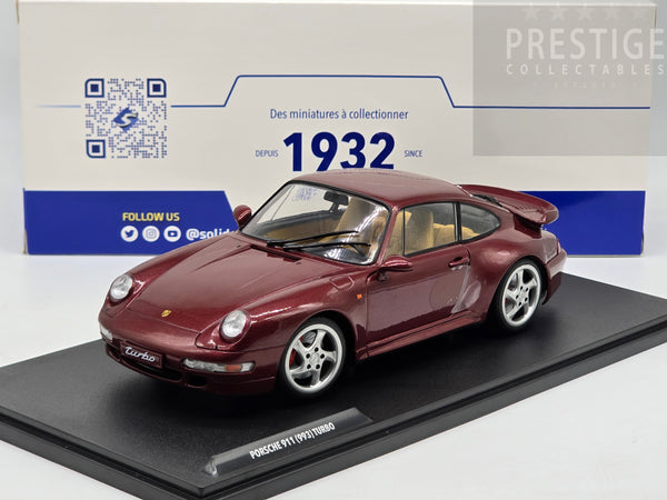 Solido 1997 Porsche 911 (993) Turbo Coupe Arena Red Metalic 1:18 Scale - New