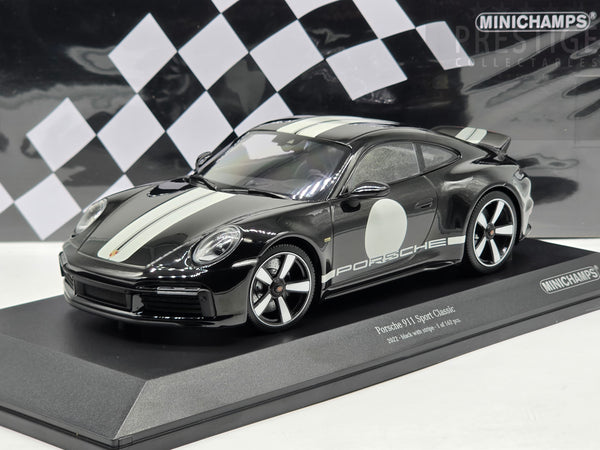 Minichamps 2022 Porsche 911 (992) Sport Classic Coupe Black w Stripe 1:18 - New / RARE