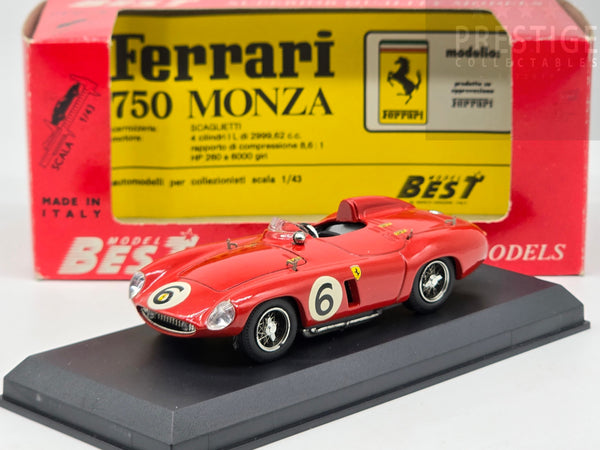 Best Model 1955 Ferrari 750 Monza Goodwood #6 Red 1:43 Scale - Preowned