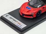 LookSmart 2024 Ferrari SF90 XX Spider Matte Red w Blue Trims 1:43 Scale - New