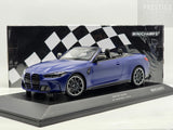 Minichamps 2021 BMW M4 Competition G83 Convertible Frozen Portimao Blue 1:18 - New