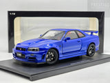AUTOart Millennium Nismo Nissan Skyline R34 GT-R Z-Tune Bayside Blue 1:18 - Preowned