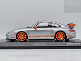Minichamps 2007 Porsche 911 GT3 RS 997 Coupe Silver Metallic / Orange 1:18 - New
