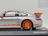 Minichamps 2007 Porsche 911 GT3 RS 997 Coupe Silver Metallic / Orange 1:18 - New