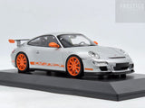 Minichamps 2007 Porsche 911 GT3 RS 997 Coupe Silver Metallic / Orange 1:18 - New