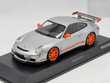 Minichamps 2007 Porsche 911 GT3 RS 997 Coupe Silver Metallic / Orange 1:18 - New