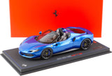 BBR 2022 Ferrari 296 GTS Racing Blue Metallic (Blu Corsa) w Showcase 1:18 - New