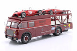 * PRE ORDER * 1957 Fiat 642 RN2 Bartoletti Ferrari Race Car Transporter Dark Red 1:18 - New