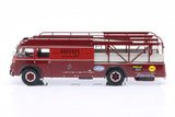 * PRE ORDER * 1957 Fiat 642 RN2 Bartoletti Ferrari Race Car Transporter Dark Red 1:18 - New