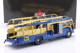 * PRE ORDER * 1957 Fiat 642 RN2 Bartoletti Maserati Race Car Transporter Blue / Yellow 1:18 - New