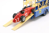 * PRE ORDER * 1957 Fiat 642 RN2 Bartoletti Maserati Race Car Transporter Blue / Yellow 1:18 - New