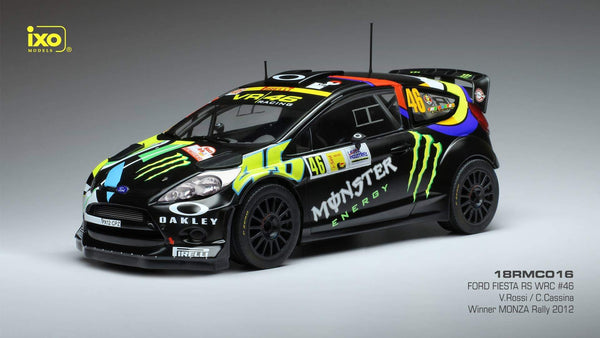 IXO 2012 Ford Fiesta RS WRC #46 Monza Rally Monster Energy V. Rossi 1:18 Scale - New