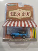 Greenlight Hobby Shop S2 1987 Jeep Wrangler YJ with Surfboards 1:64 Scale Model Car - New