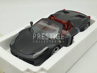 Hot Wheels Elite Ferrari 458 Spider Matte Black 1:18 Scale Model Car