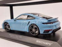 Minichamps 2020 Porsche 911 992 Turbo S Light Blue 1:18 Scale - New