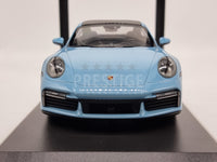 Minichamps 2020 Porsche 911 992 Turbo S Light Blue 1:18 Scale - New