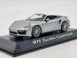 Genuine Porsche 911 Turbo Cabriolet 991 Silver 1:43 Scale by Herpa - New