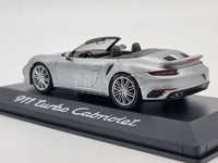 Genuine Porsche 911 Turbo Cabriolet 991 Silver 1:43 Scale by Herpa - New