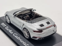 Genuine Porsche 911 Turbo Cabriolet 991 Silver 1:43 Scale by Herpa - New