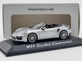 Genuine Porsche 911 Turbo Cabriolet 991 Silver 1:43 Scale by Herpa - New