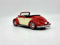 KK Scale 1949 Volkswagen VW 1200 Hebmuller Beetle Red/Cream 1:18 Scale - New