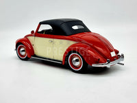 KK Scale 1949 Volkswagen VW 1200 Hebmuller Beetle Red/Cream 1:18 Scale - New