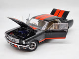 READ Classic Carlectables 1966 Ford Mustang Custom Black / Orange 1:18 Scale Used