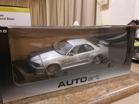 AUTOart Nissan Skyline R34 GTR V-Spec Silver 1:18 Scale Model Car