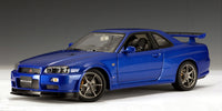 AUTOart Nissan Skyline R34 GTR V-SPEC II Bayside Blue 1:18 Scale Model Car
